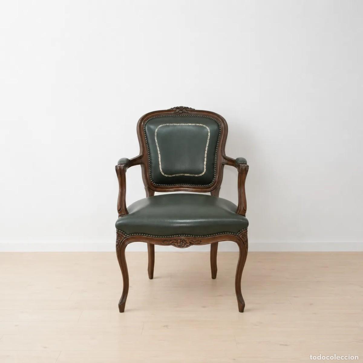 Antiquit&auml;ten: SILL&Oacute;N CUERO VERDE ESTILO LUIS XV
