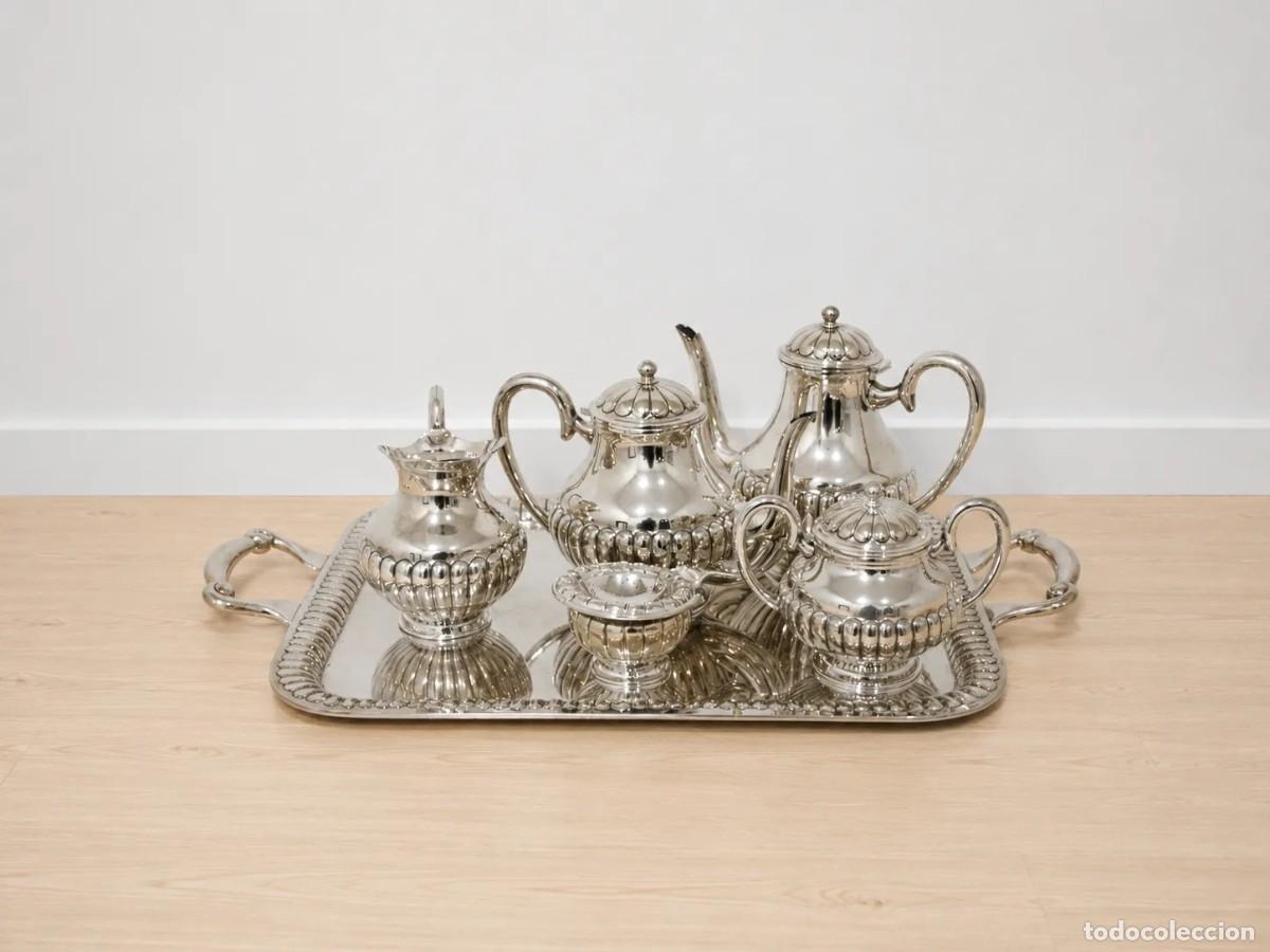 Antig&uuml;edades: JUEGO DE T&Eacute; ALPACA PLATEADA - Foto 1