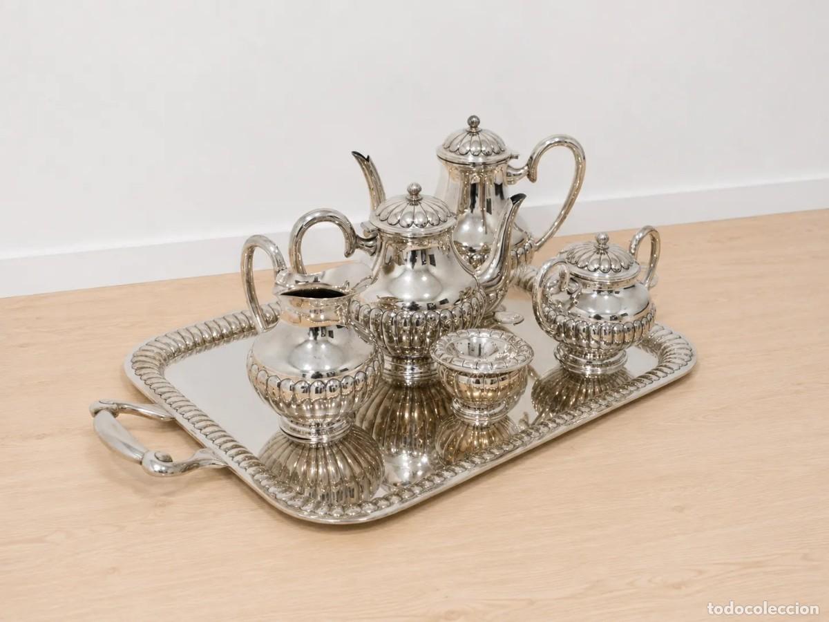Antig&uuml;edades: JUEGO DE T&Eacute; ALPACA PLATEADA - Foto 2