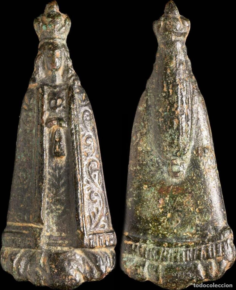 Antiguidades: Medalla Figurada Siglo XVI-XVII, Virgen Aparecida?- 44x18 mm.