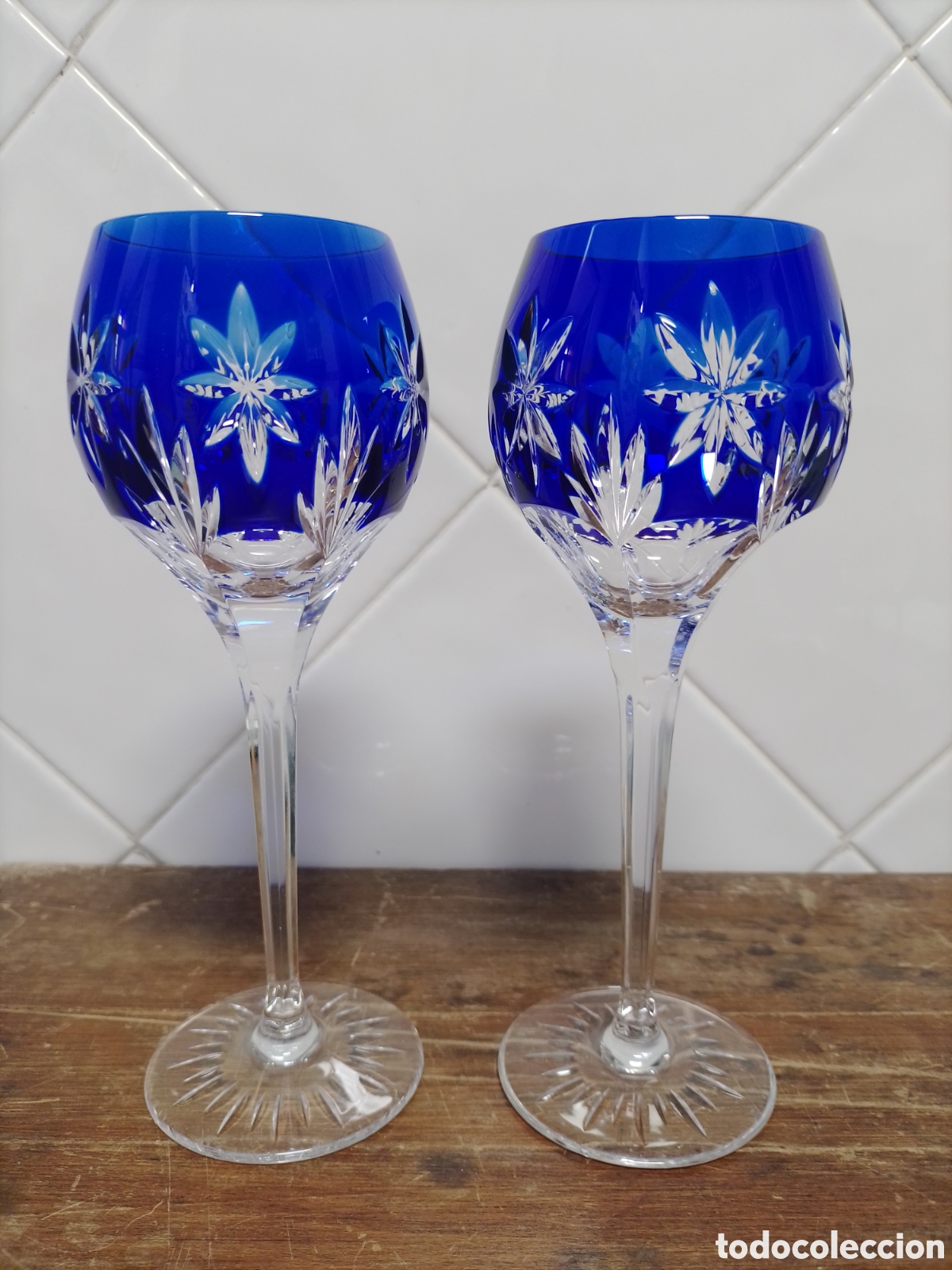 Antig&uuml;edades: Pareja de copas cristal tallado H&B Gemany.