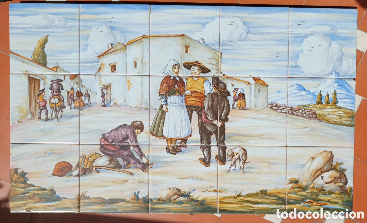 Antiques: Mural cer&aacute;mica Talavera.