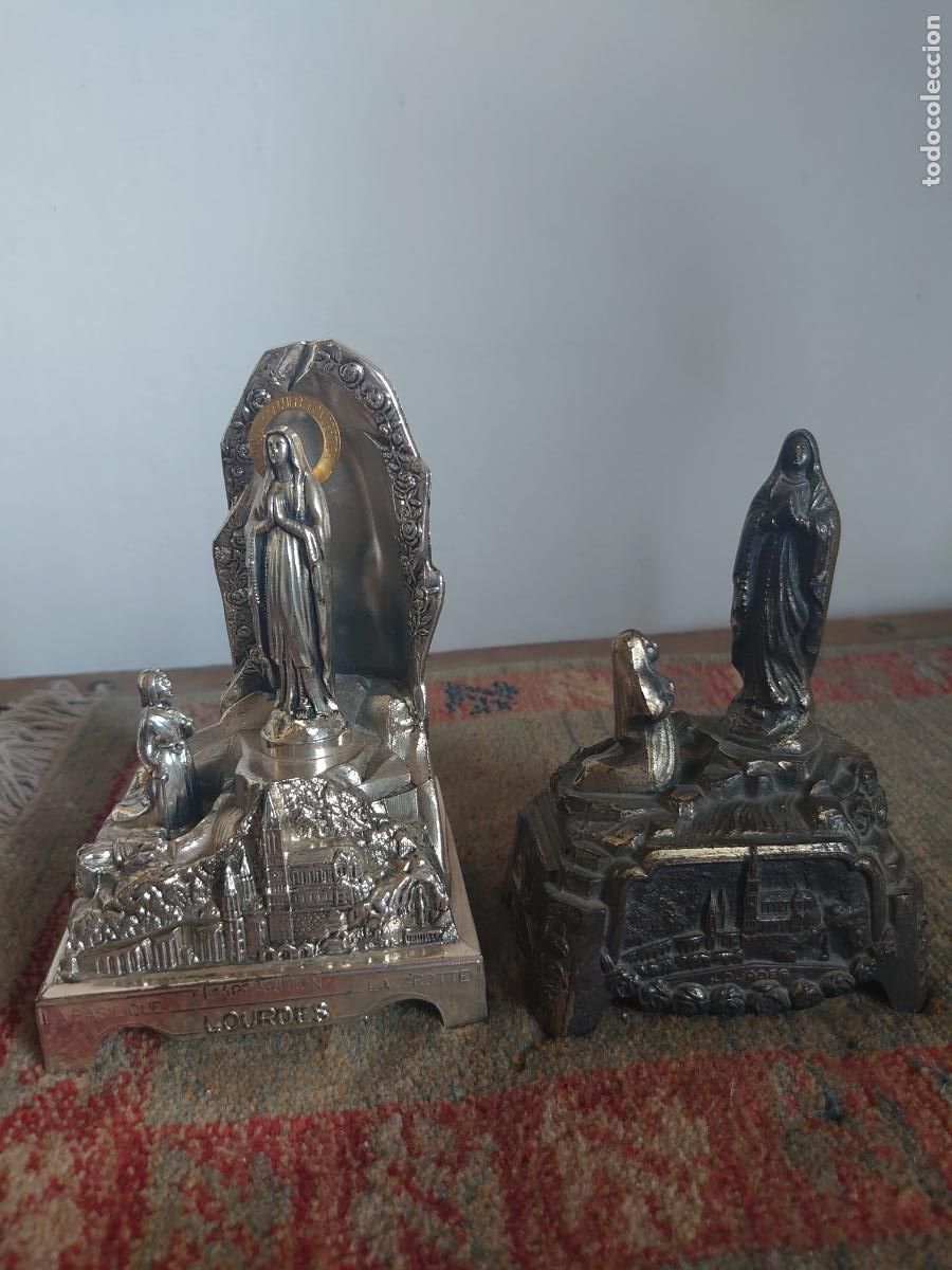 Oggetti Antichi: ANTIGUAS VIRGEN DE LOURDES Y BERNARDETTE CAJITAS DE M&Uacute;SICA