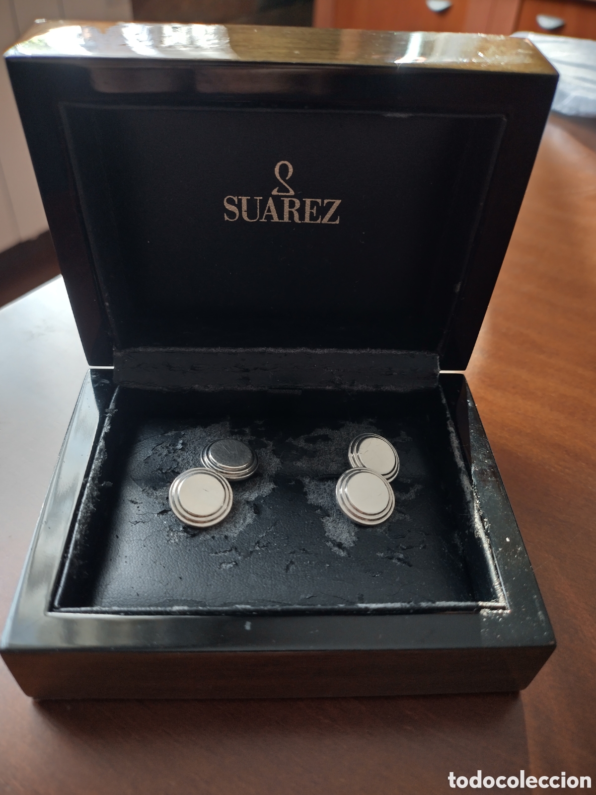 Oggetti Antichi: GEMELOS JOYER&Iacute;A SU&Aacute;REZ PLATA 925 CONTRASTES ITALIANOS CON CAJA VINTAGE