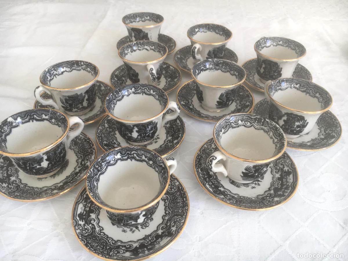 Antig&uuml;edades: PICKMAN 11 tazas y platitos de caf&eacute; Cartuja de Sevilla, serie Vistas