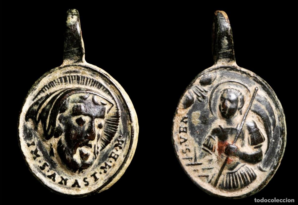 Oggetti Antichi: Medal XVI-XVII centuries, S. Anastasio / S. Venancio- 26x17 mm.Obverse: Half-length figure and profi