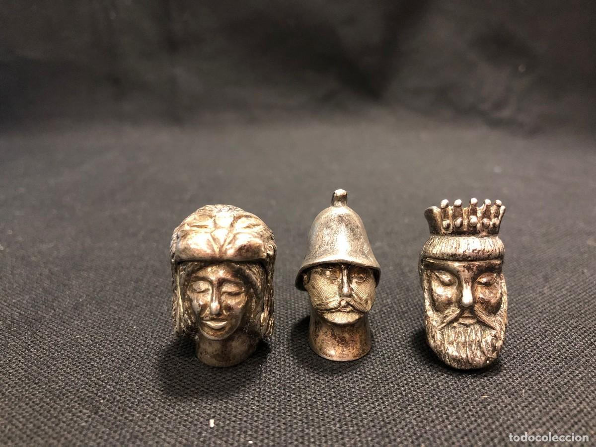 Antig&uuml;edades: Figuras de Cabeza en Plata de Ley 925 - Contraste &Aacute;cido - 41,69g