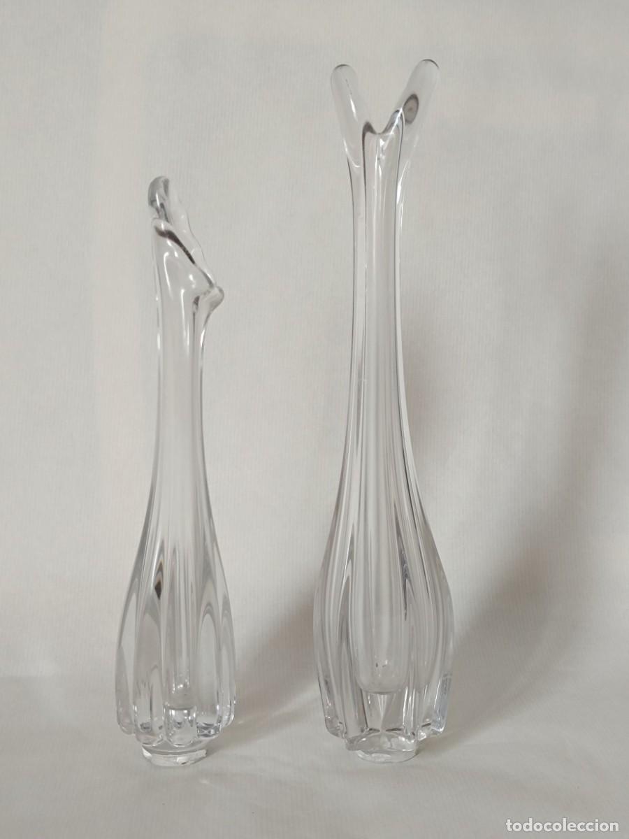 Antig&uuml;edades: 2 Violeteros antiguos cristal 25,5 y 29,5cm