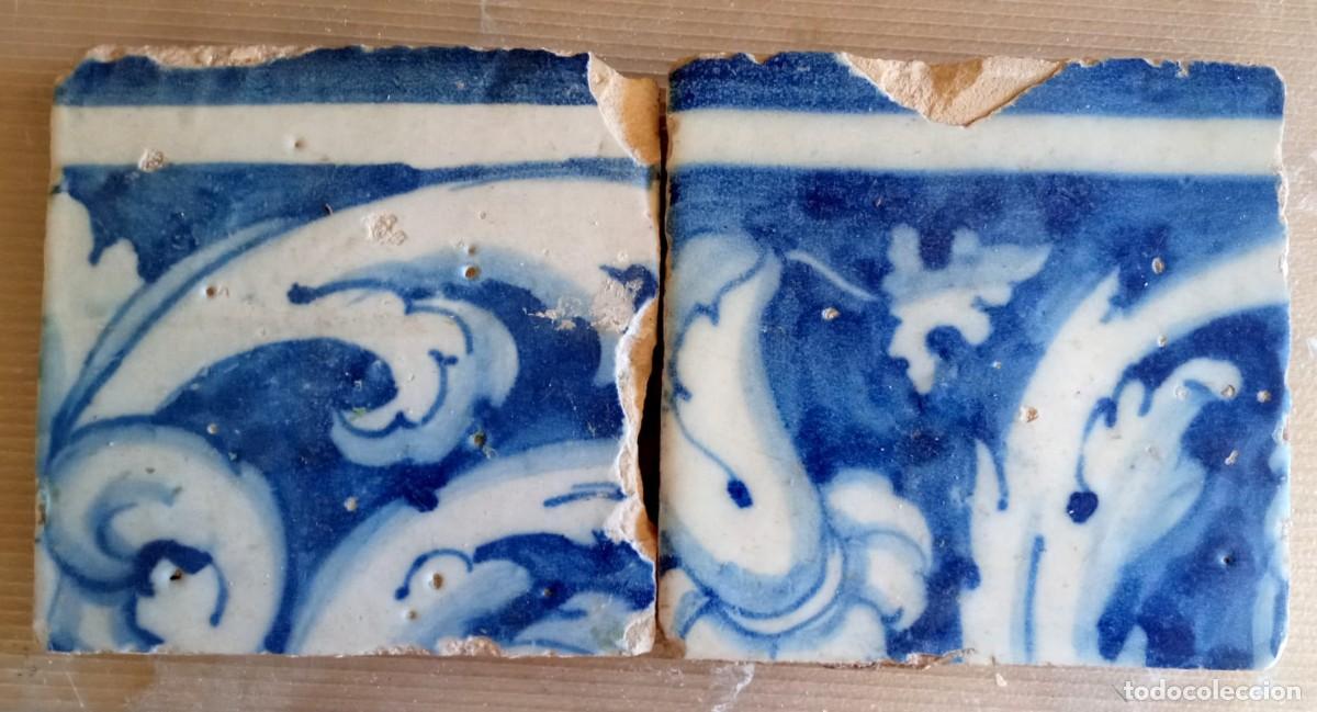 Antig&uuml;edades: 2 azulejos portugu&eacute;ses, BARROCOS, DEL XVIII