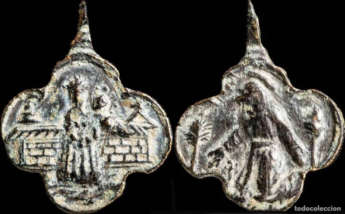 Antiquit&eacute;s: Medalla Religiosa Siglos XVI-XVII S. Francisco / V. Loreto - 21x17 mm
