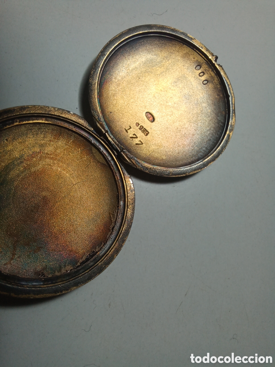 Antig&uuml;edades: Guardapelo antiguo o caja de foto de plata 935