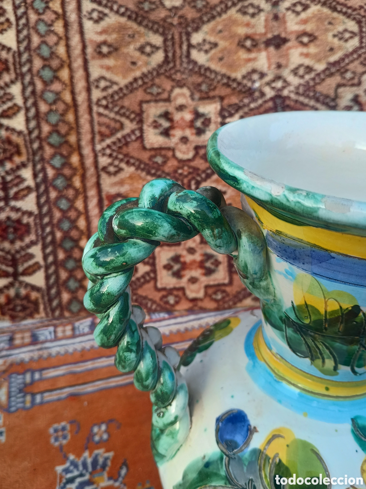Antig&uuml;edades: Jarra cer&aacute;mica floral - Foto 2