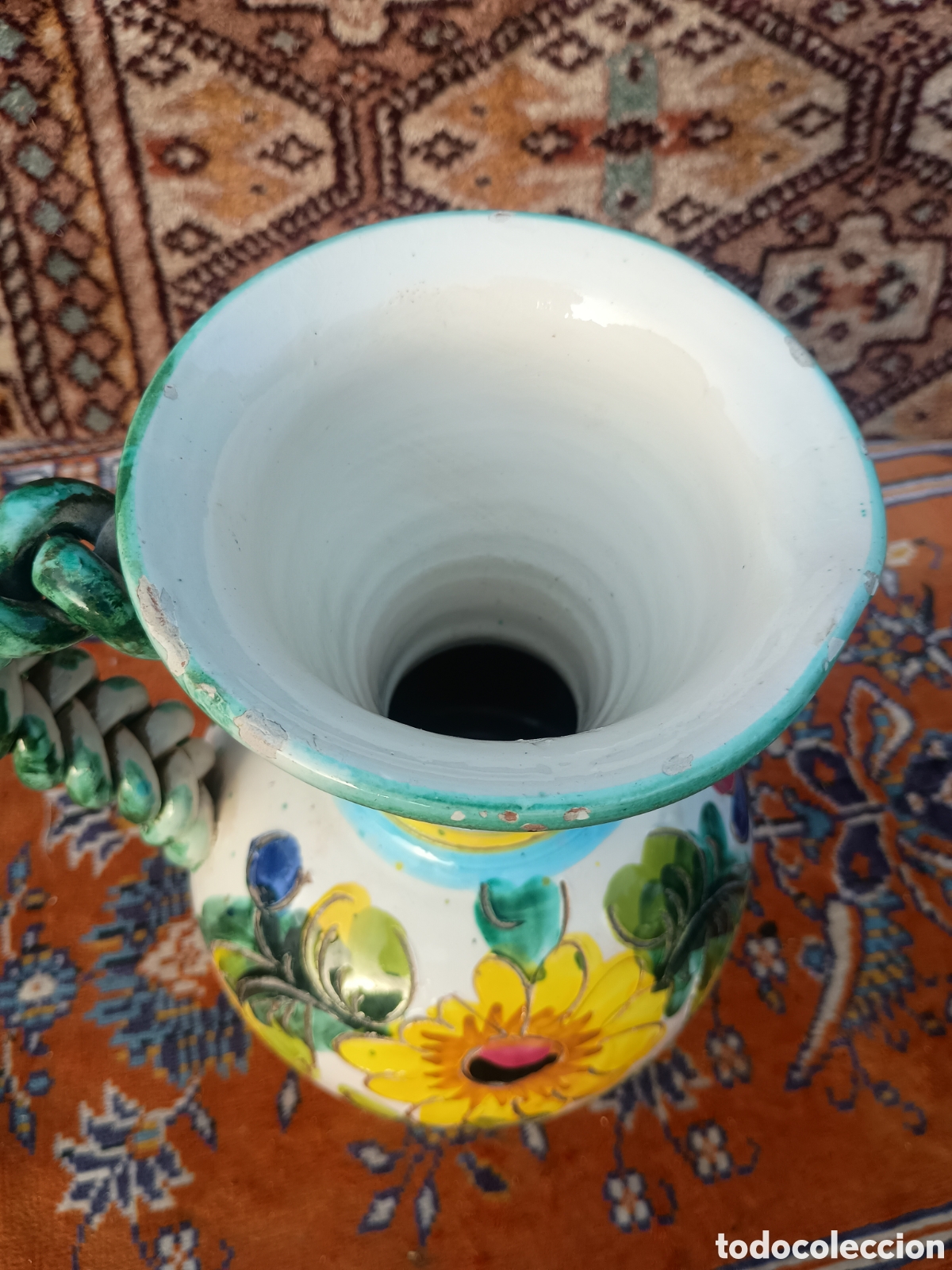 Antig&uuml;edades: Jarra cer&aacute;mica floral - Foto 3