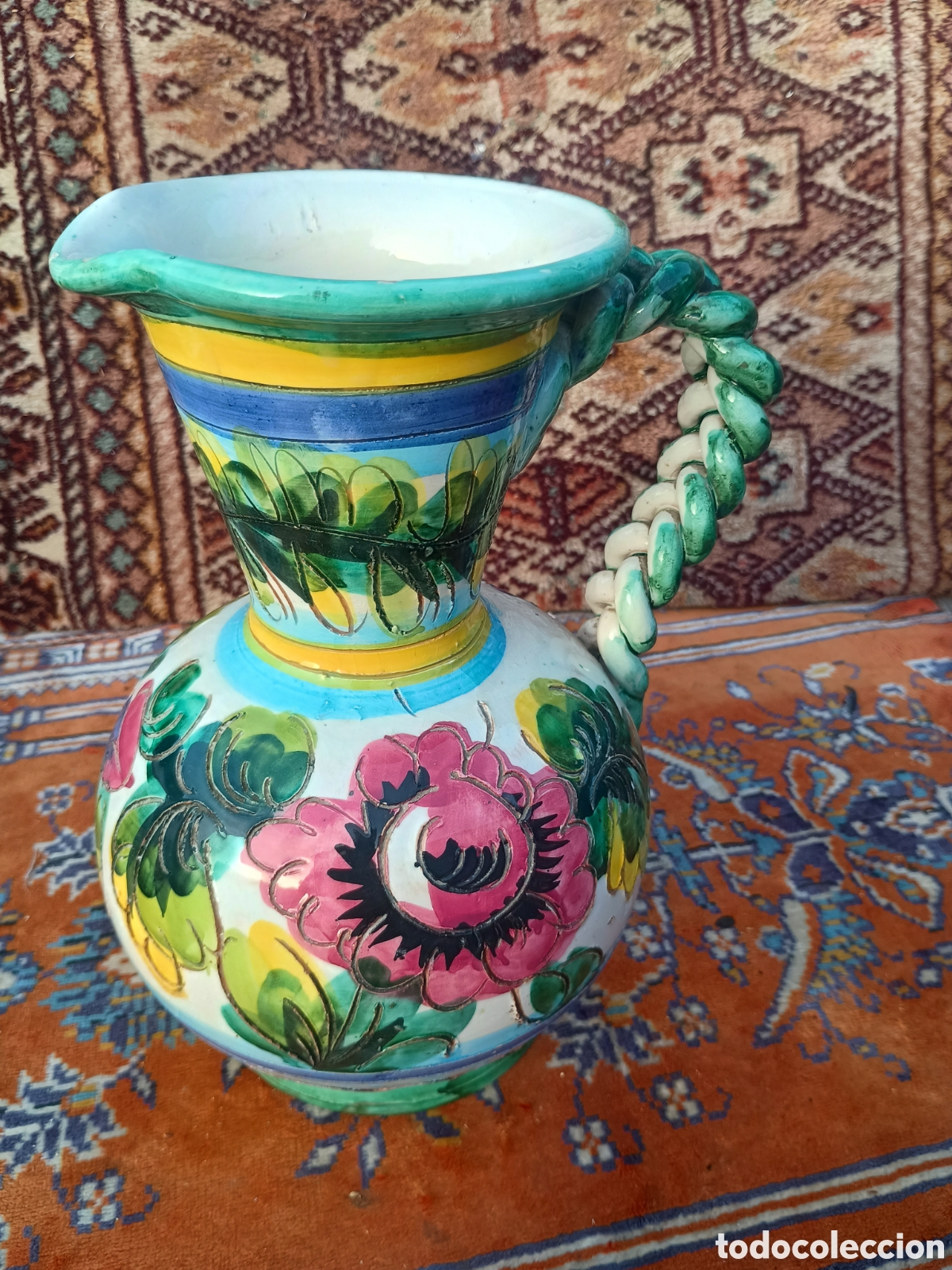Antig&uuml;edades: Jarra cer&aacute;mica floral - Foto 5