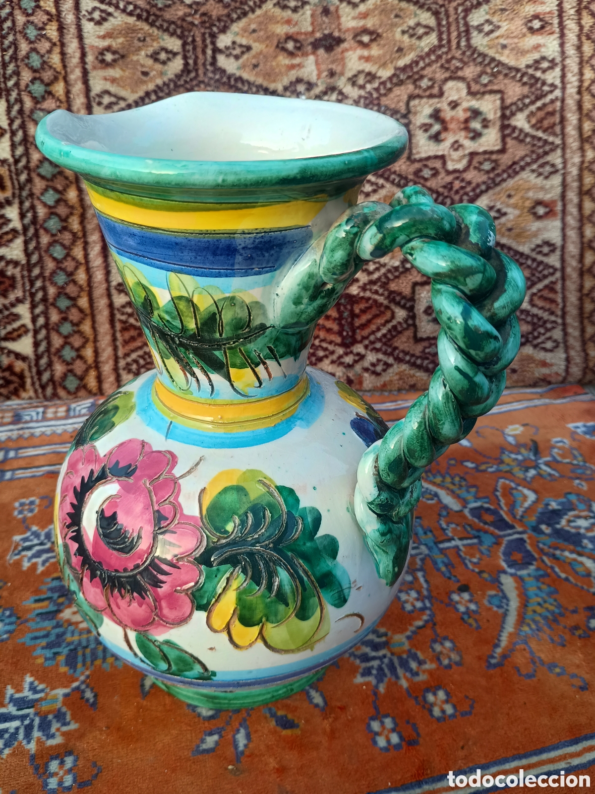 Antig&uuml;edades: Jarra cer&aacute;mica floral - Foto 6