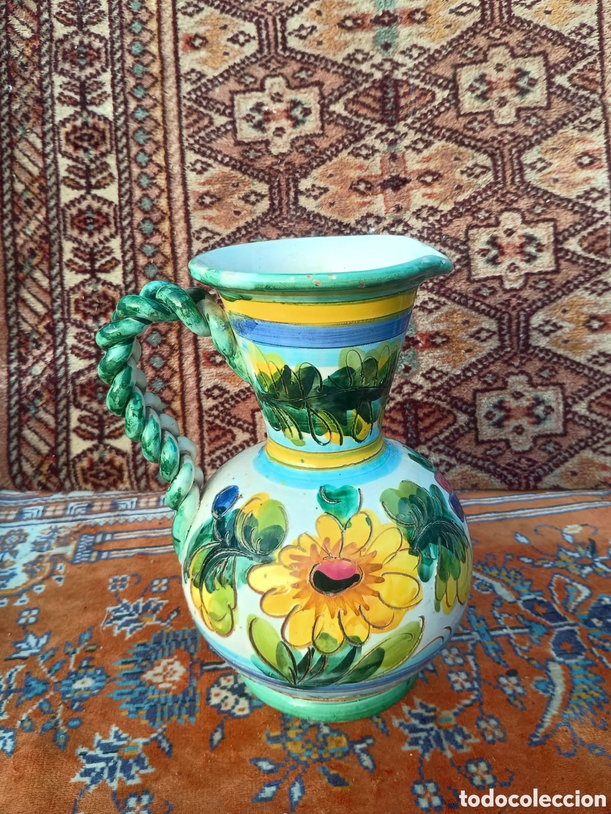 Antig&uuml;edades: Jarra cer&aacute;mica floral - Foto 1