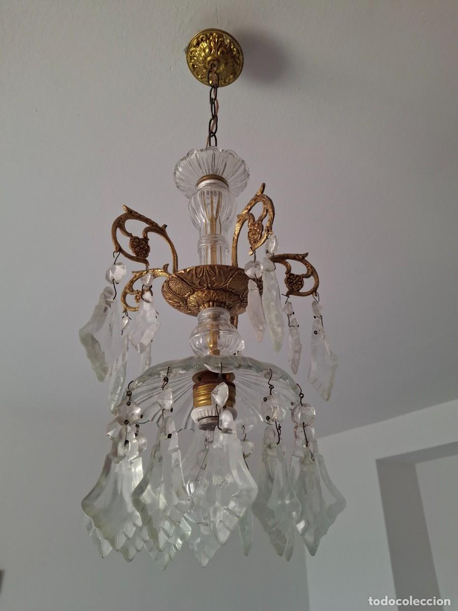 Antig&uuml;edades: L&aacute;mpara Candelabro Techo (L&aacute;grimas esmeriladas mate - 1 luz)