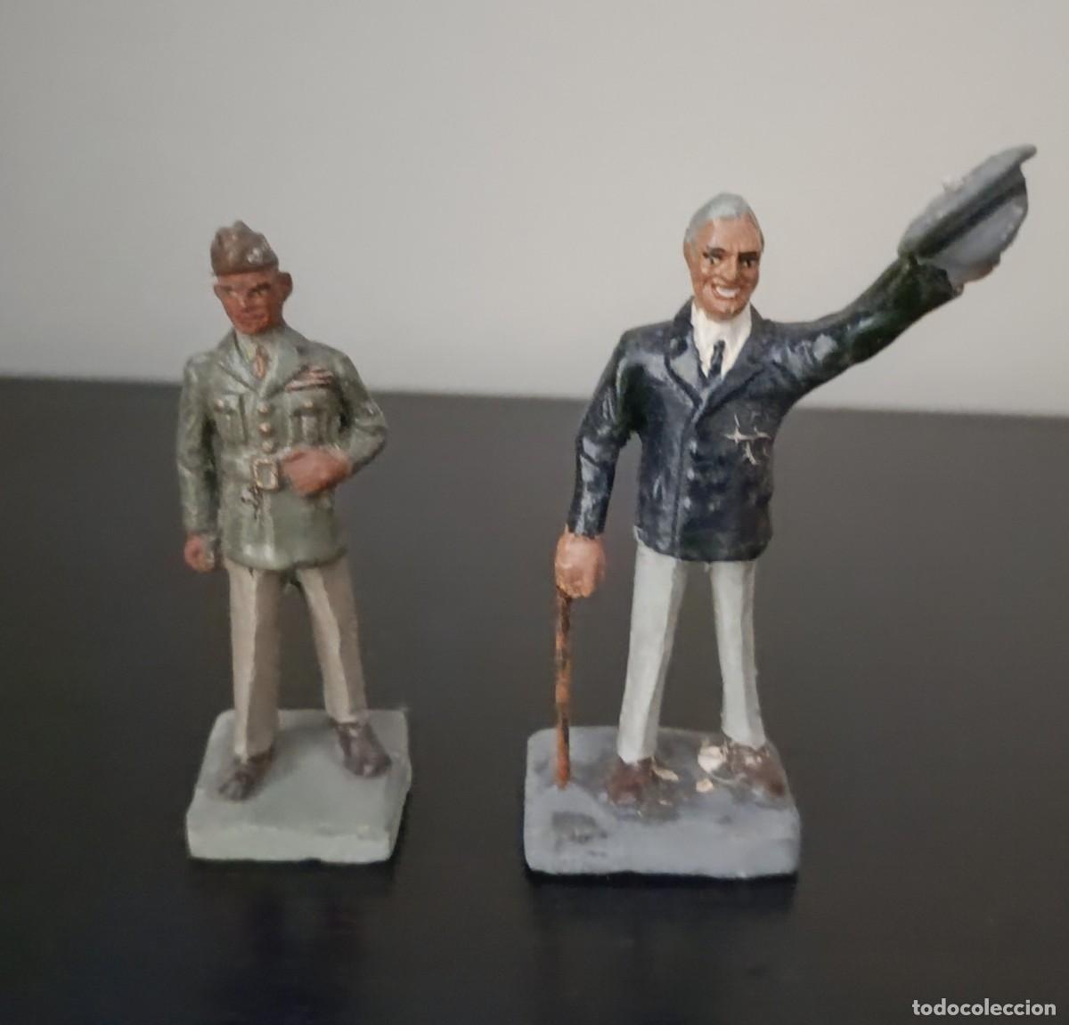 Antig&uuml;edades: Figuras Durso Presidente Roosevelt y General Eisenhower. Circa 1945.