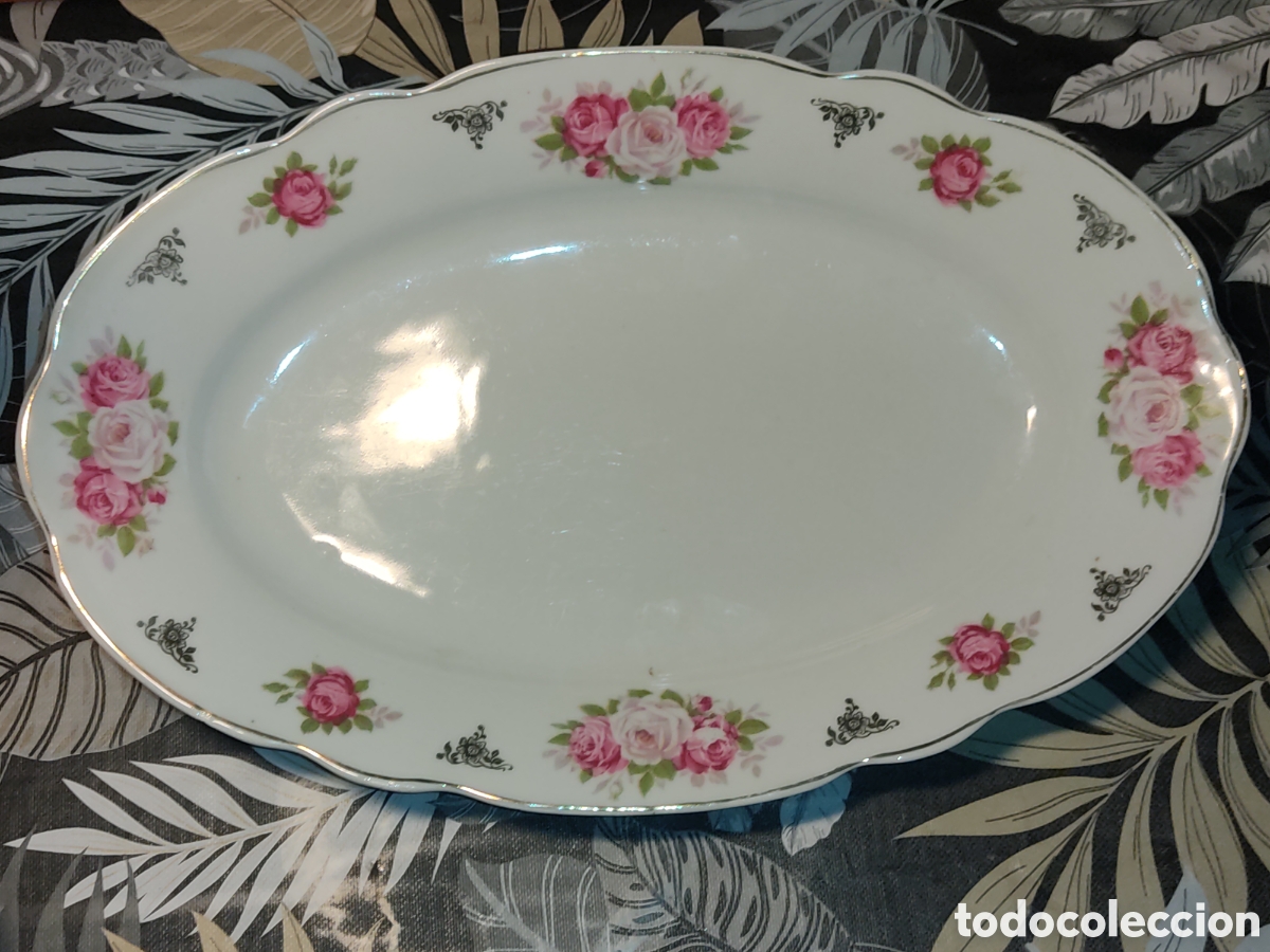 Antig&uuml;edades: Gran Bandeja & Fuente de porcelana Santa Clara - Vigo.Made in Spain.39cmx25cm.