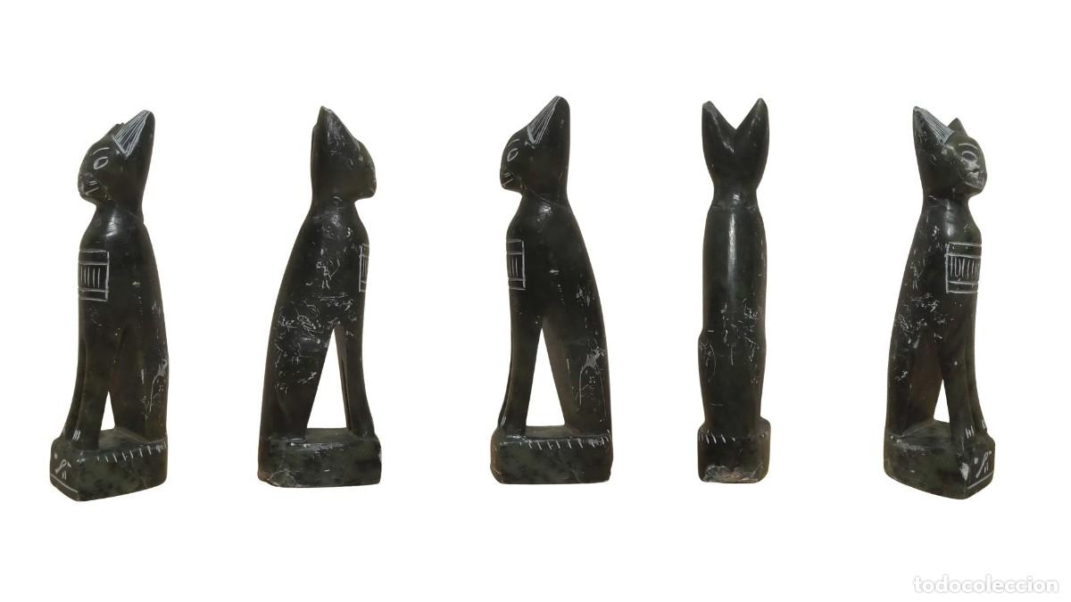 Antiques: GATO EGIPCIO TALLADO EN PIEDRA - REPRESENTACI&Oacute;N DE BASTET - TALLA SOUVENIR DE EGIPTO - A&Ntilde;OS 50/60