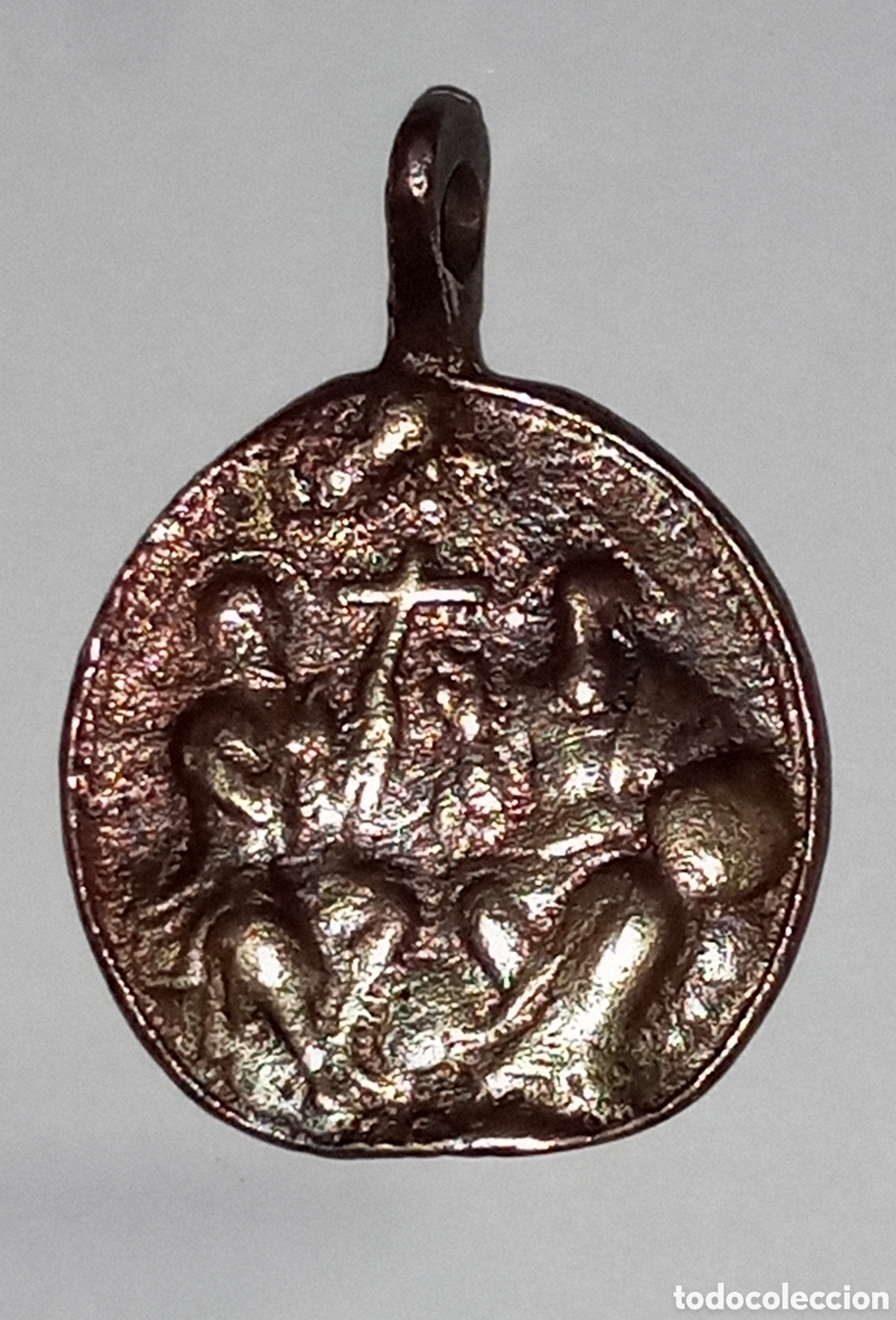 Antig&uuml;edades: Medalla En bronce siglos XVII-XVIII l&iacute;branos de todo mal 22 mm