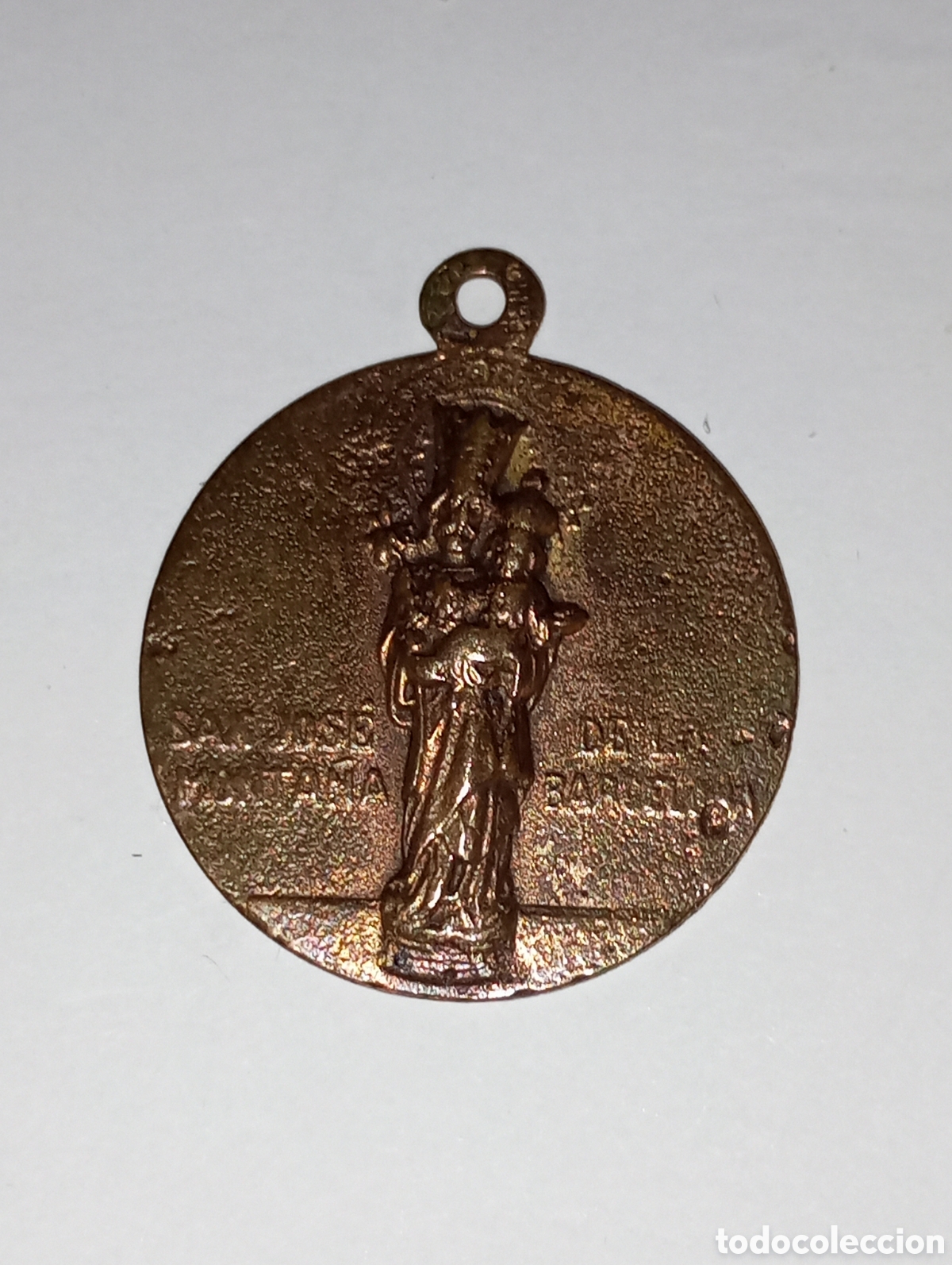 Antig&uuml;edades: Antigua medalla bronce o laton san Jos&eacute; de la monta&ntilde;a.Barcelona 22 mm di&aacute;metro