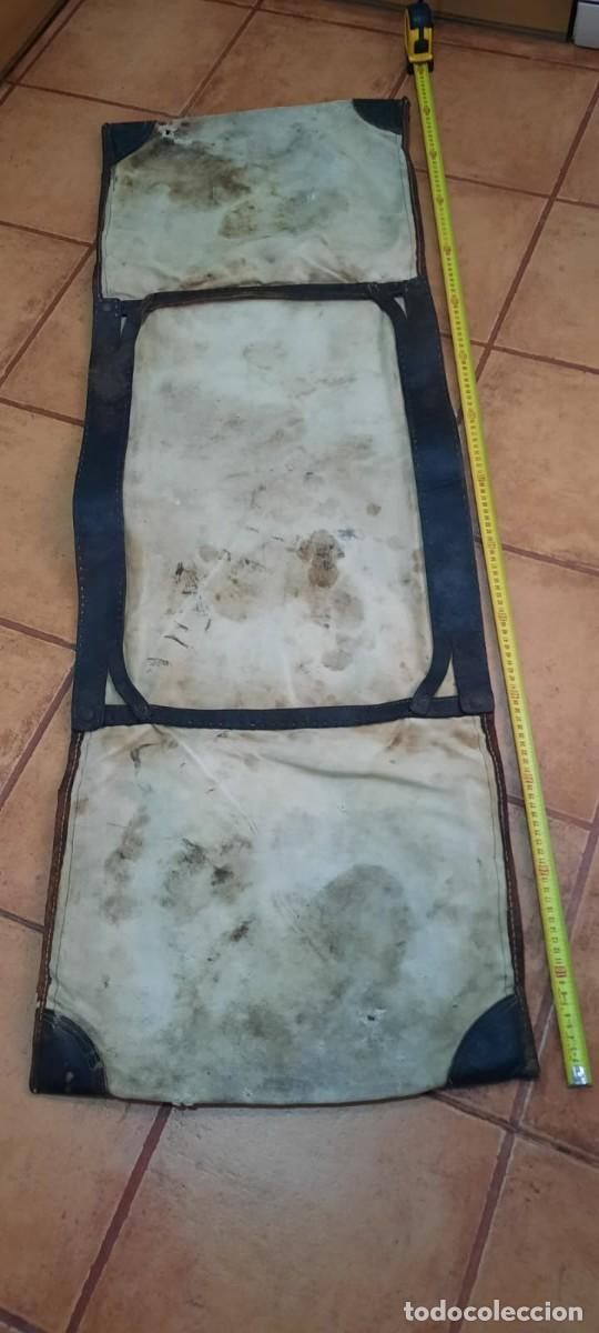 Antig&uuml;edades: ANTIGUA ALFORJA PARA CABALLER&Iacute;AS DE LONA CON RIBETES DE CUERO