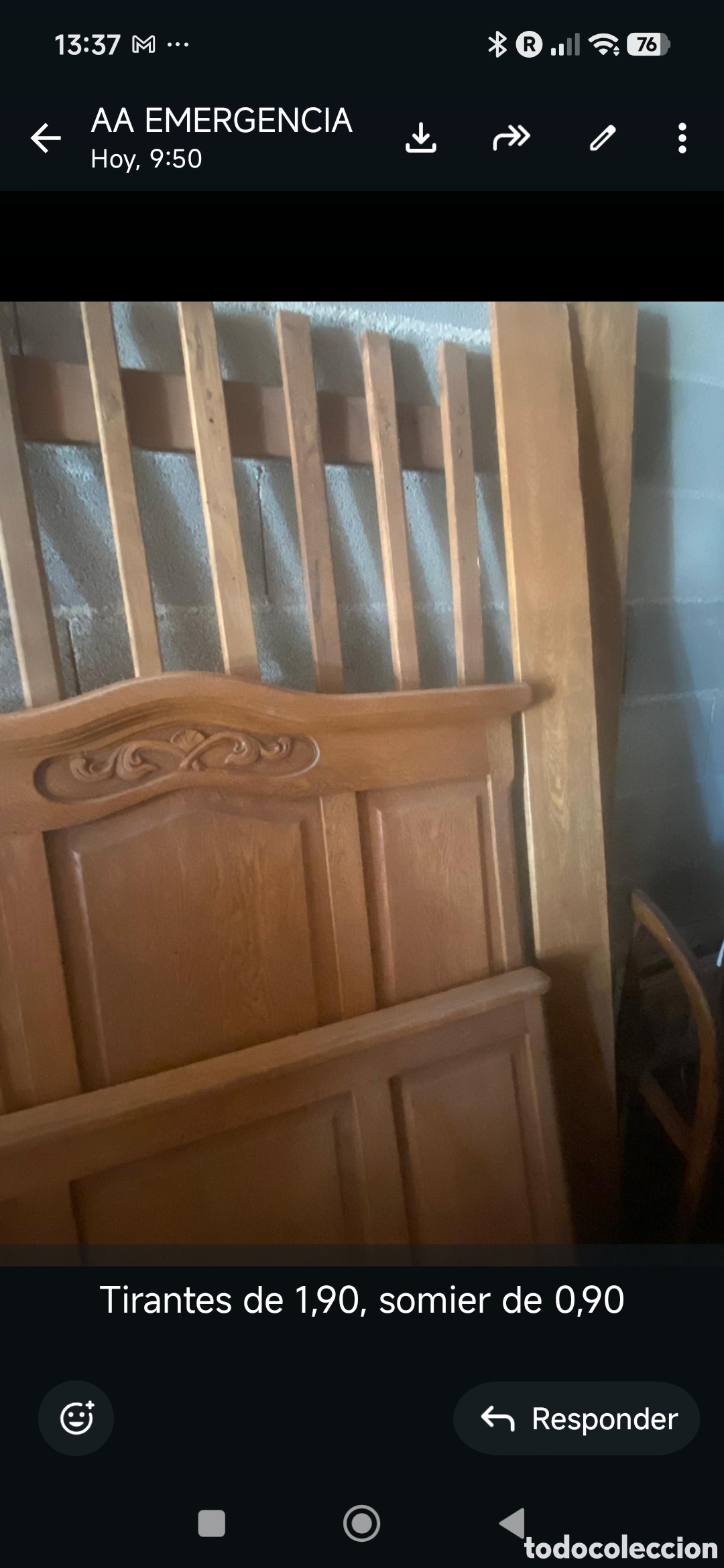 Antig&uuml;edades: Cama de roble macizo 1 plaza - Foto 4