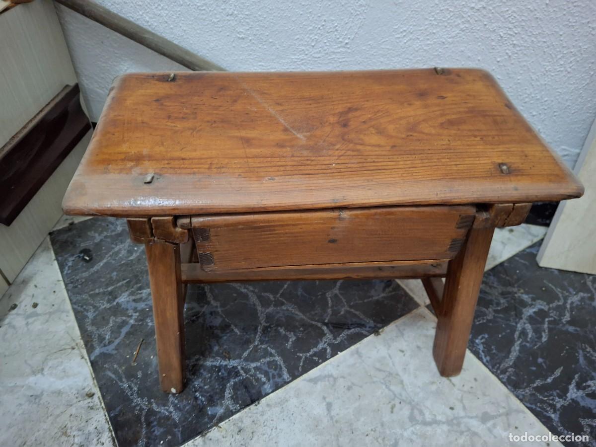 Antig&uuml;edades: Genuina Mesa De Matanza Miniatura - Cortijo Andaluz - Madera Maciza Con Caj&oacute;n - S. XIX/XX