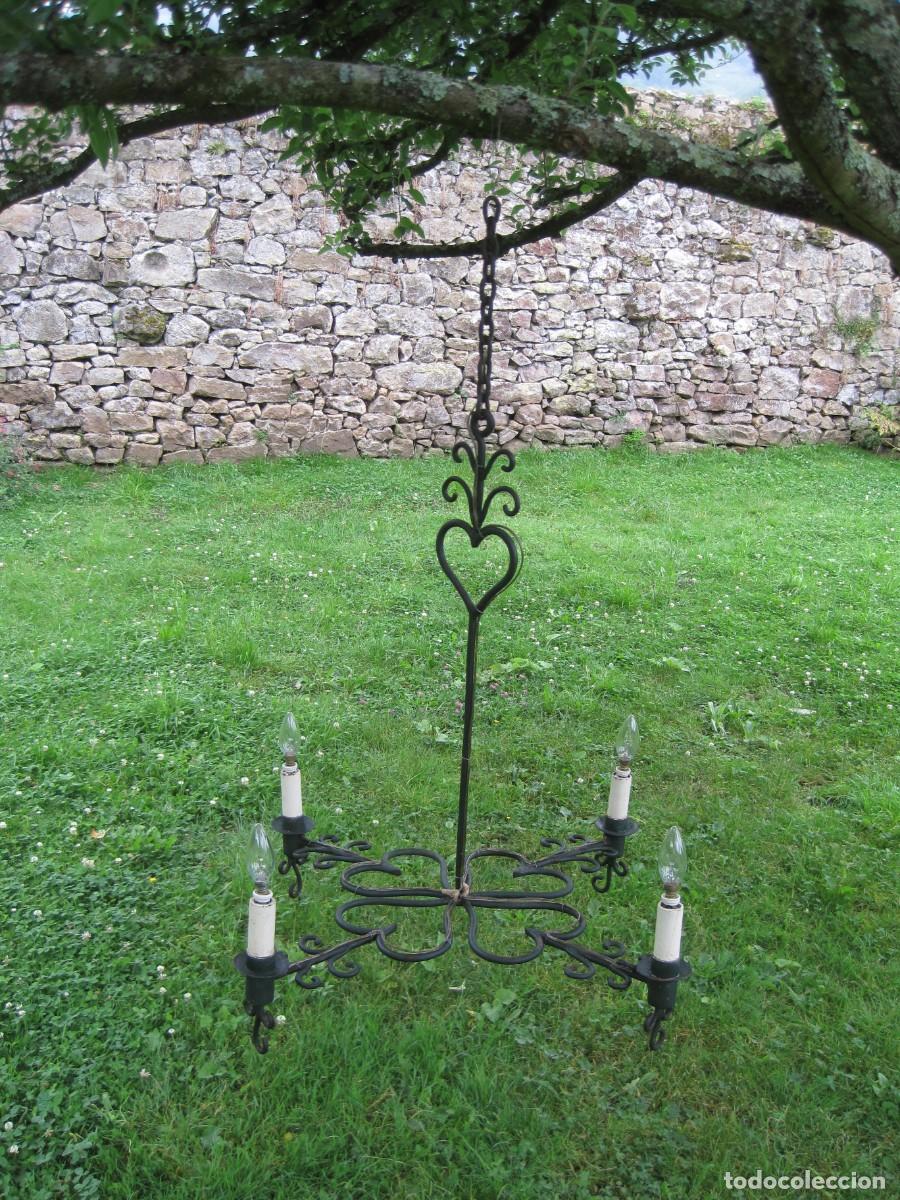 Antig&uuml;edades: INCRE&Iacute;BLE L&Aacute;MPARA DE TECHO HIERRO FORJADO - FORJA - VELAS DE MADERA - A&Ntilde;OS 20