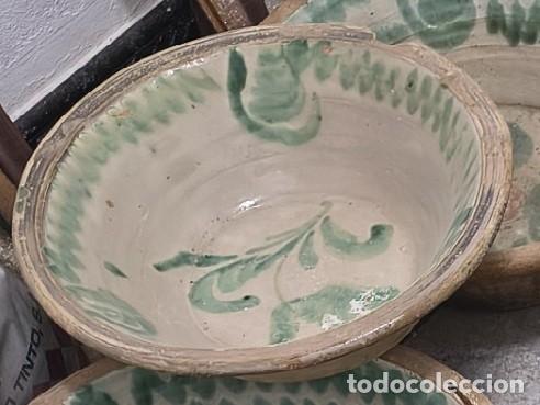 Antig&uuml;edades: Antiguo Lebrillo De Fajalauza - 40 Cm Di&aacute;metro - Decoraci&oacute;n De Hojas - Genuino S. XIX - Sin La&ntilde;as