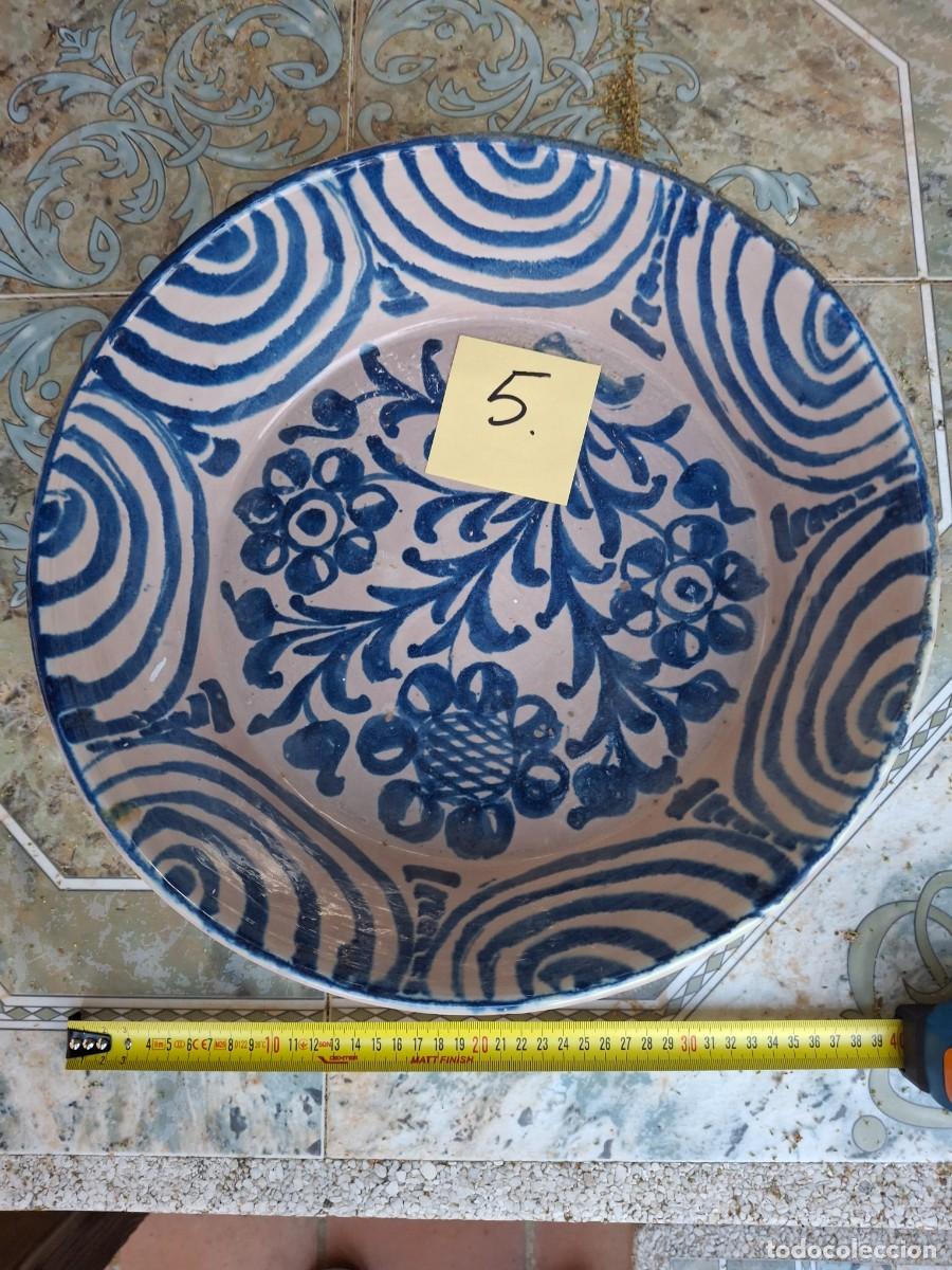 Antiquit&eacute;s: Antigua Fuente De Fajalauza - 40 Cm Di&aacute;metro - Decoraci&oacute;n En Azul Cobalto - Genuina S. XIX