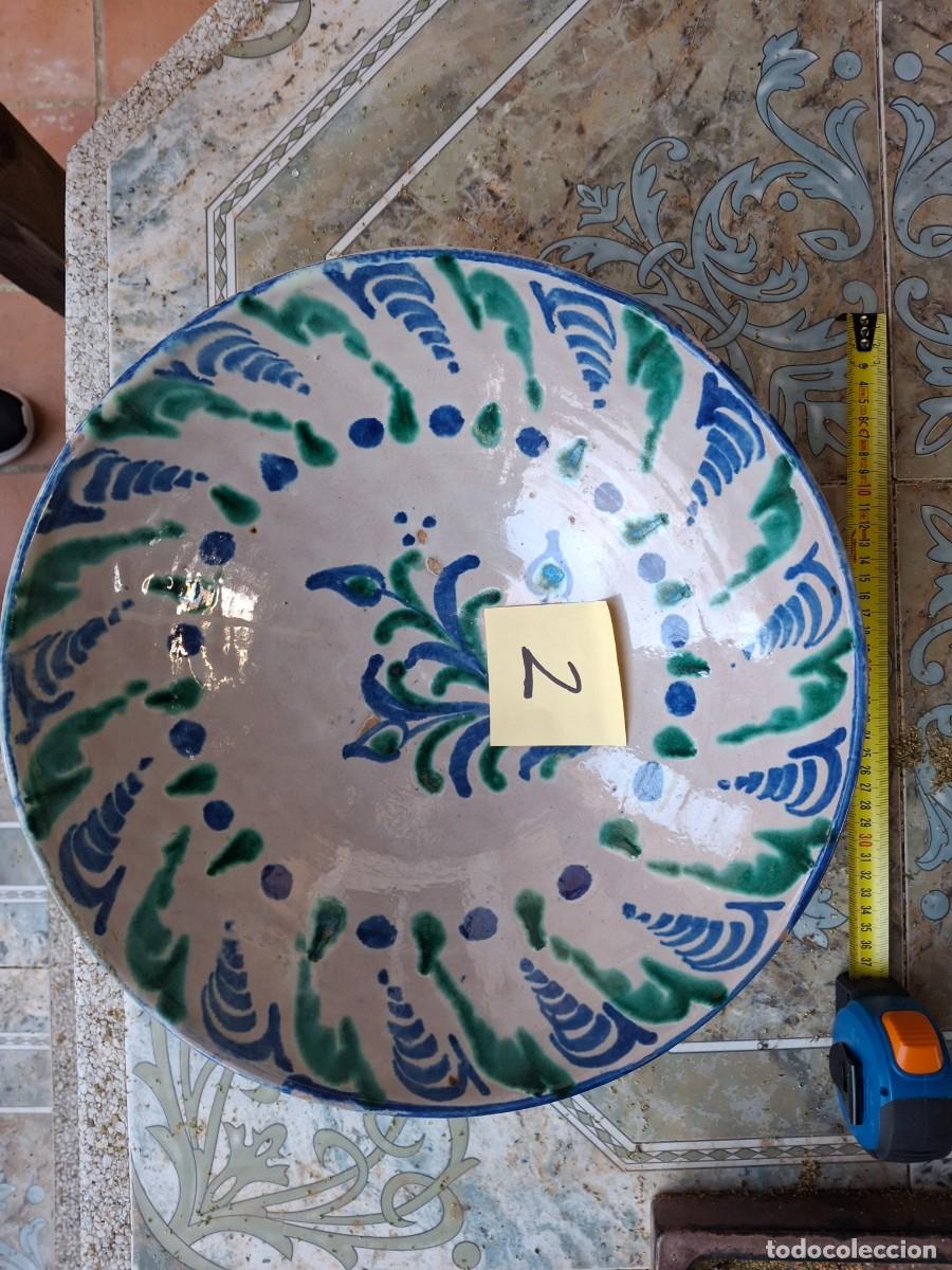 Antig&uuml;edades: Antigua Fuente De Fajalauza - 40 Cm Di&aacute;metro - Decoraci&oacute;n En Azul Cobalto y verde - S. XIX/XX