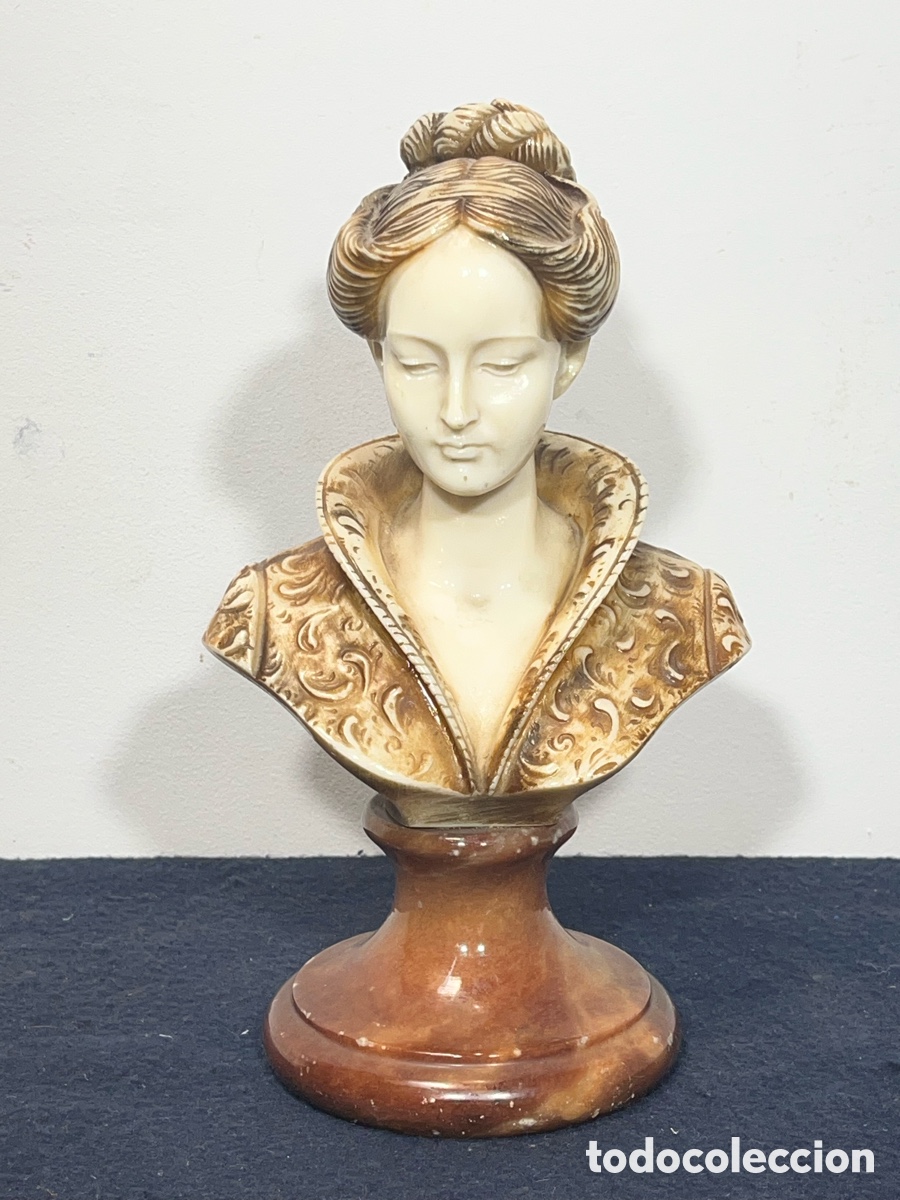 Antig&uuml;edades: Elegante Busto de Dama Renacentista en Pasta Dura. A/J