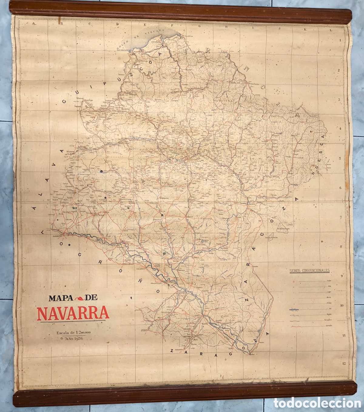 Antiques: MAPA DE NAVARRA 1926, 102 x 88 cm. ENTELADO