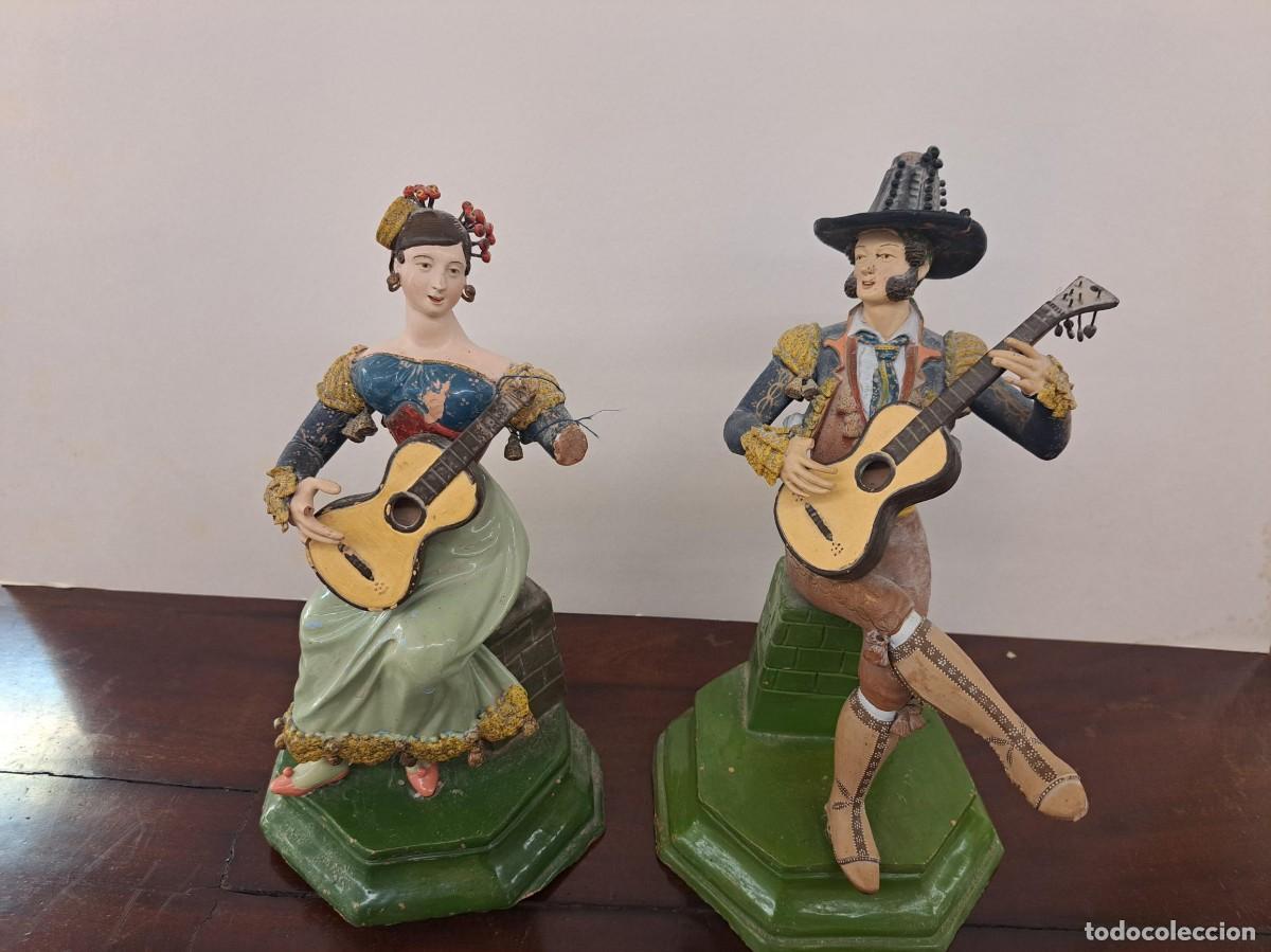 Antig&uuml;edades: Pareja de terracotas Malague&ntilde;as XIX
