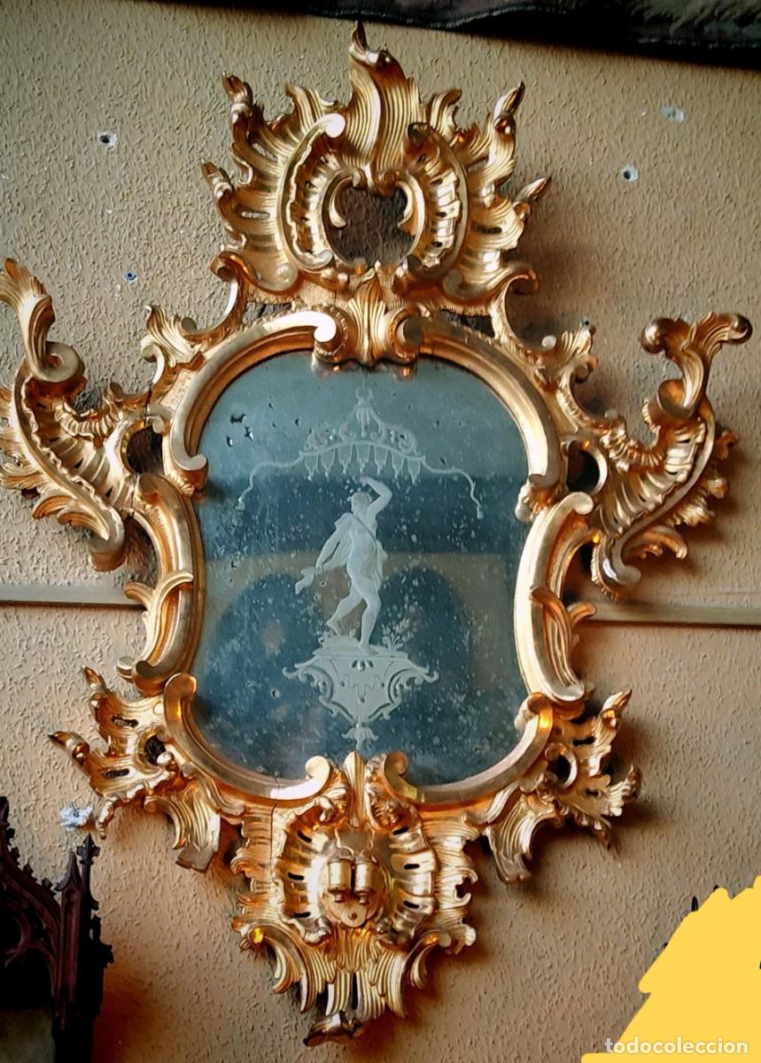 Antig&uuml;edades: Magn&iacute;fico espejo tipo cornucopia S. XVIII ppXIX