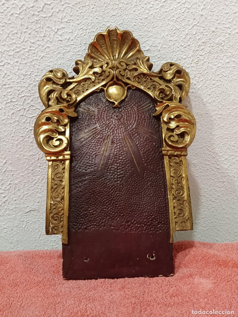 Antig&uuml;edades: ANTIGUO RESPLANDOR O RESPALDO PARA IMAGEN RELIGIOSA. ESTILO BARROCO DORADO. 40,5 CM Antiguo resplan
