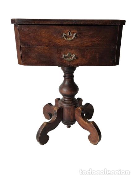 Antiquit&auml;ten: Costurero Isabelino - Mesa Auxiliar - Madera de Caoba - S.XIX