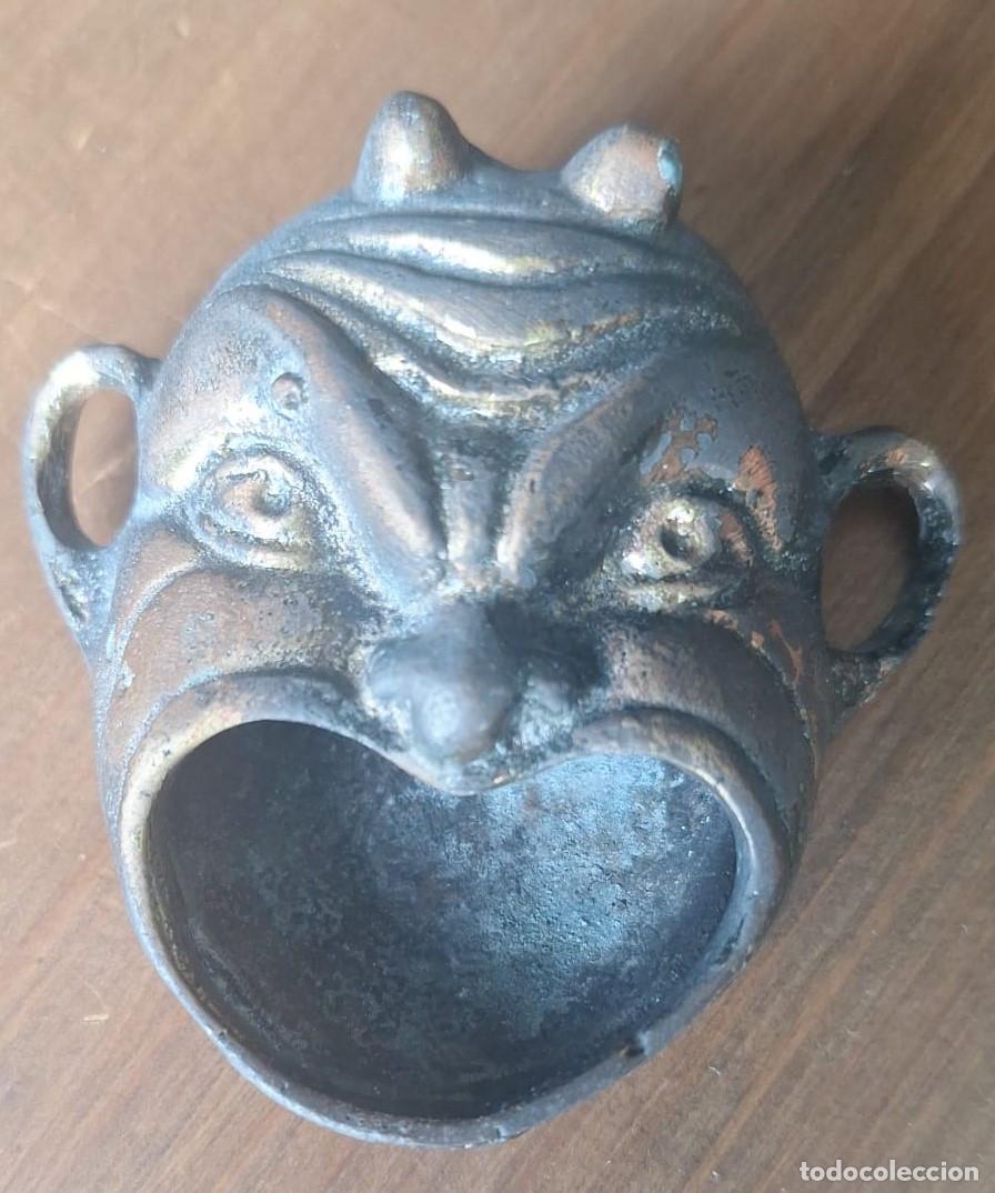 Antig&uuml;edades: Cenicero Inciensario Bronce Demonio Diablo Gargola