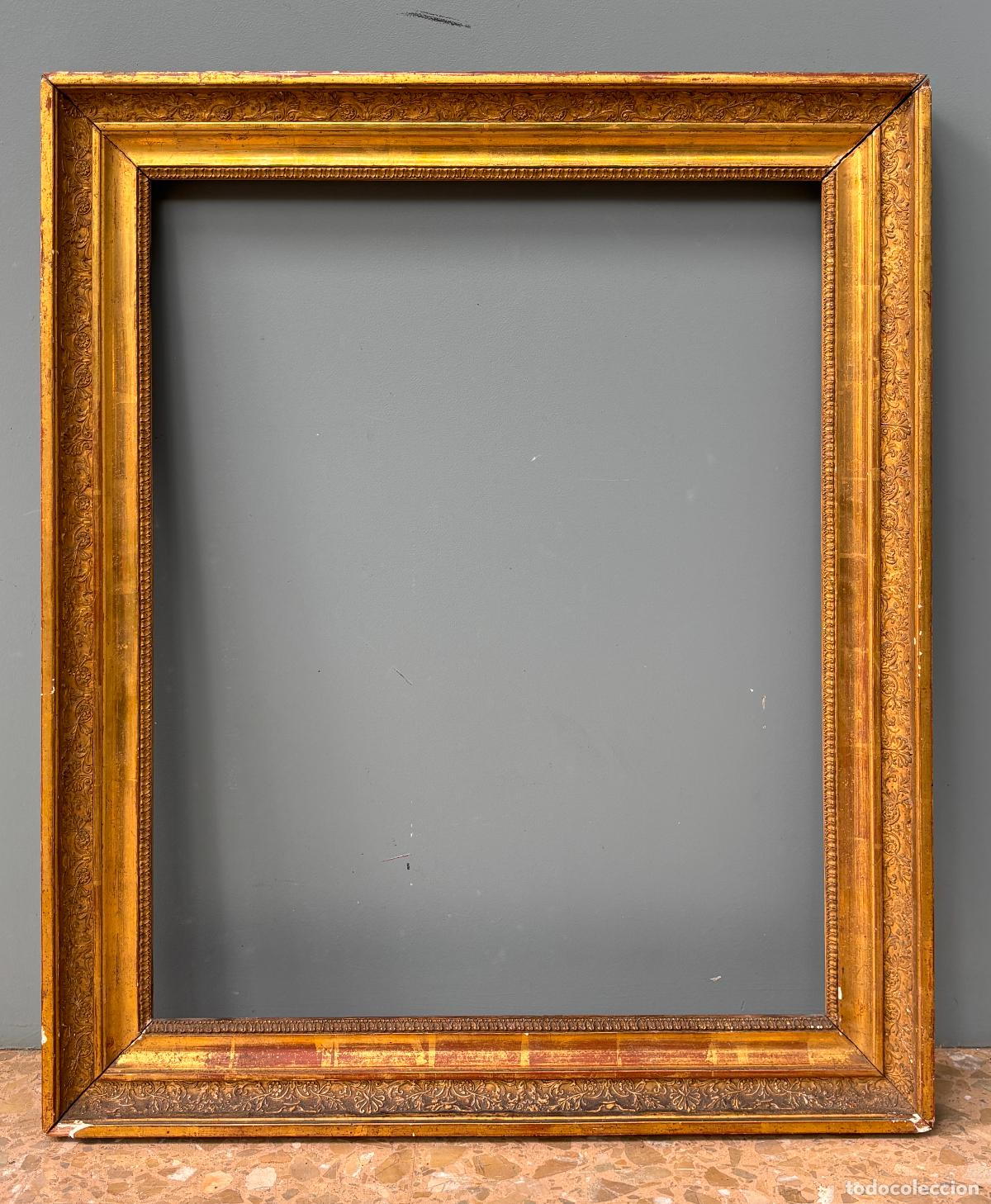 Antig&uuml;edades: Marco dorado, siglo XIX. Ver fotos. 52x41cm