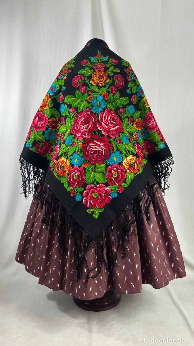 Antig&uuml;edades: Antiguo mant&oacute;n de merino estampado - Foto 4