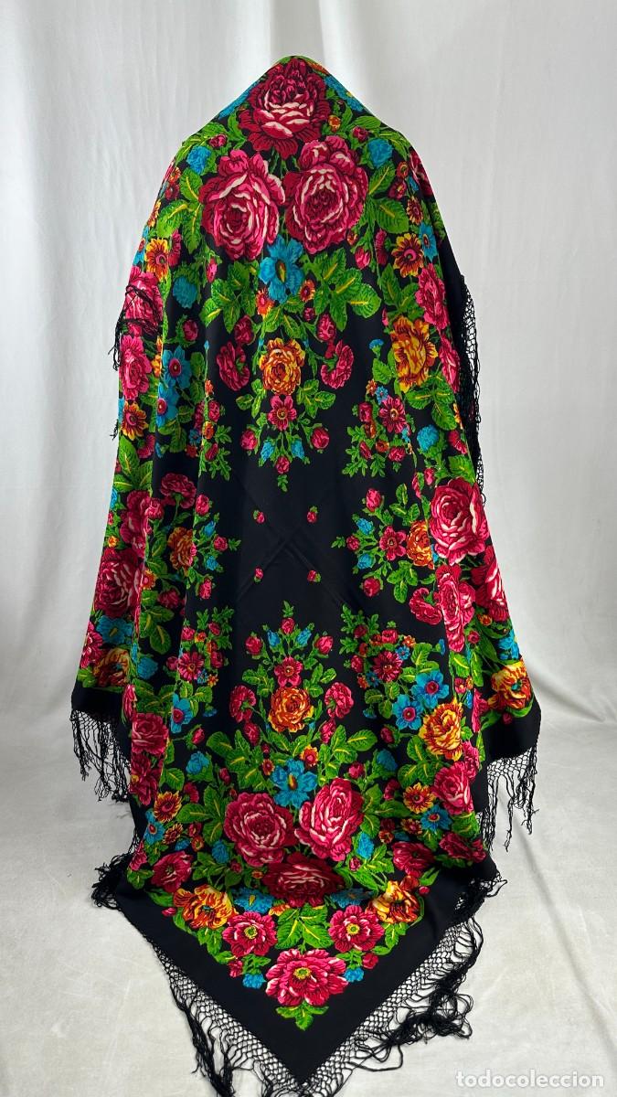 Antig&uuml;edades: Antiguo mant&oacute;n de merino estampado - Foto 5