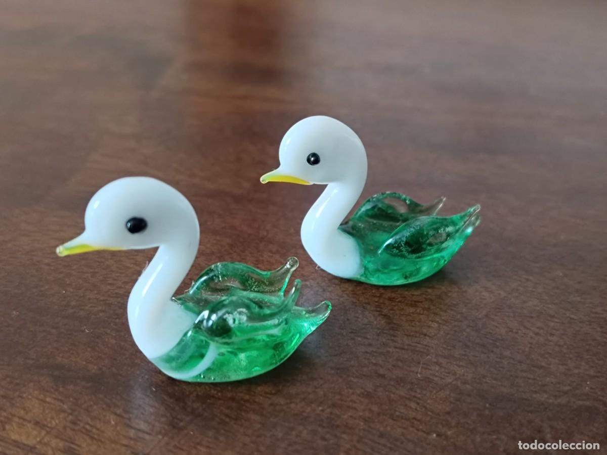 Antig&uuml;edades: 2 peque&ntilde;os patitos en cristal posiblemente Murano