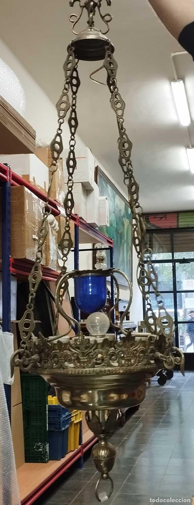 Antig&uuml;edades: L&Aacute;MPARA VOTIVA. BRONCE CINCELADO. ESPA&Ntilde;A. SIGLO XIX-XX