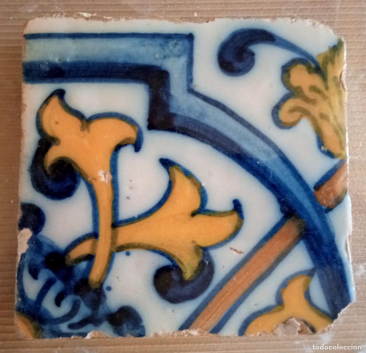 Antig&uuml;edades: azulejo de patr&oacute;n barroco portugu&eacute;s original del siglo XVII