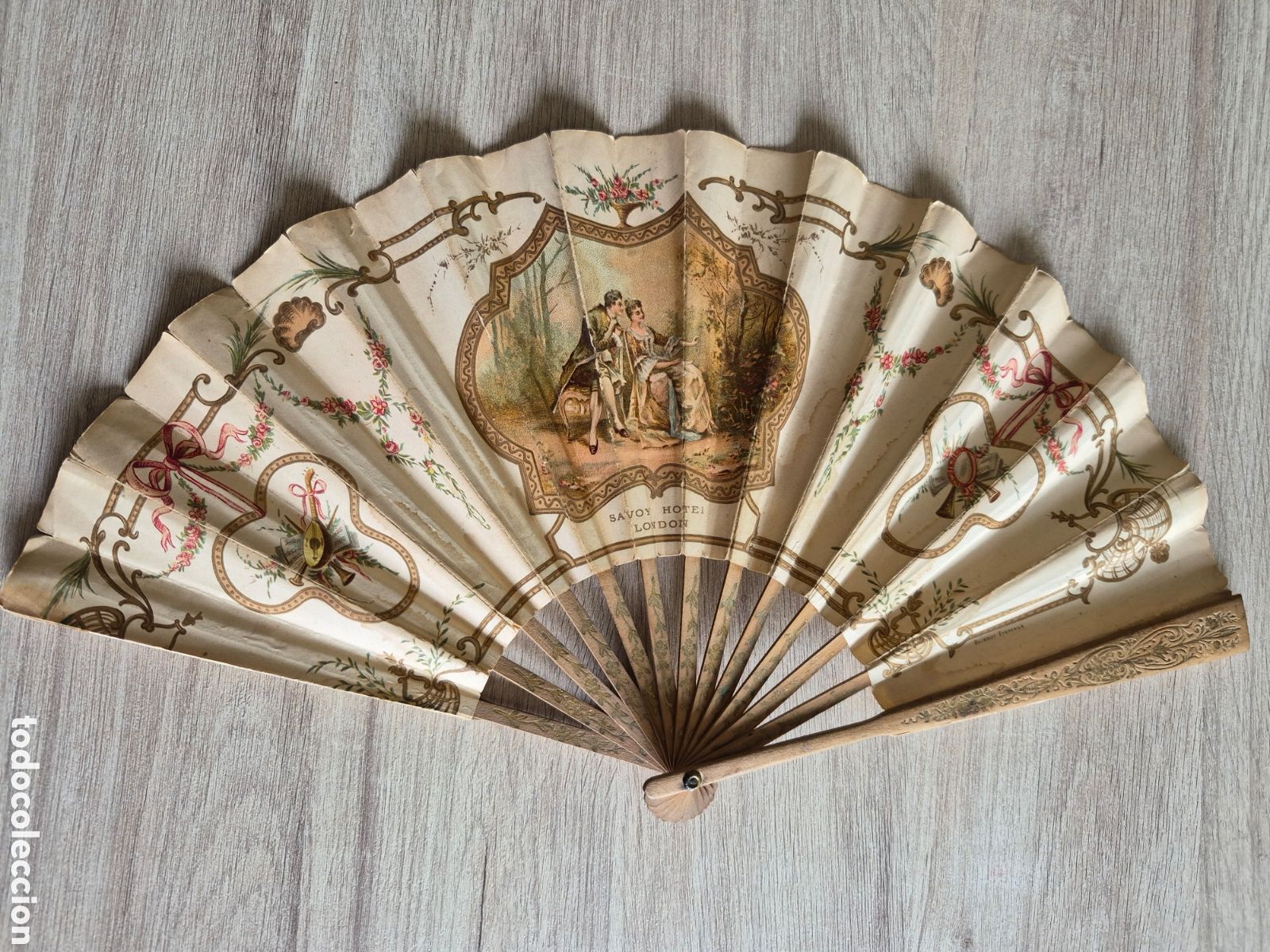 Antig&uuml;edades: Abanico Modernista Publicidad : SAVOY HOTEL - LONDRES - Buisoot Eventails - 21,5 cm. Muy Bonito.
