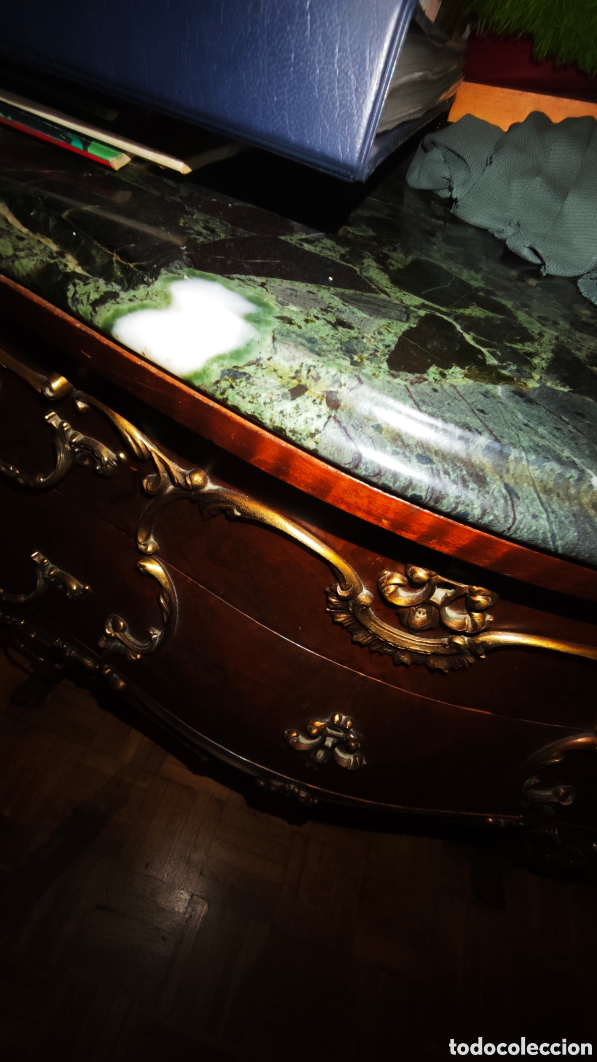 Antig&uuml;edades: C&oacute;moda Luis XV Bomb&eacute;e Madera y M&aacute;rmol - Foto 6