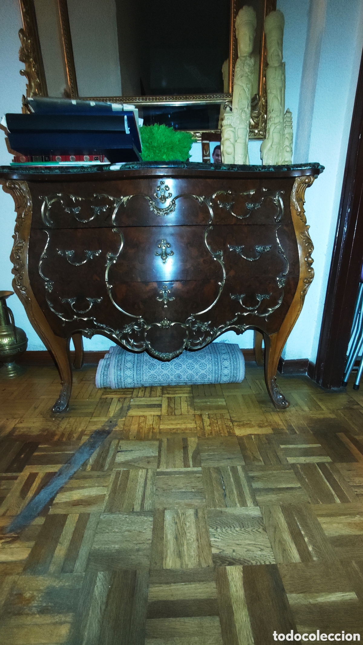 Antig&uuml;edades: C&oacute;moda Luis XV Bomb&eacute;e Madera y M&aacute;rmol - Foto 1