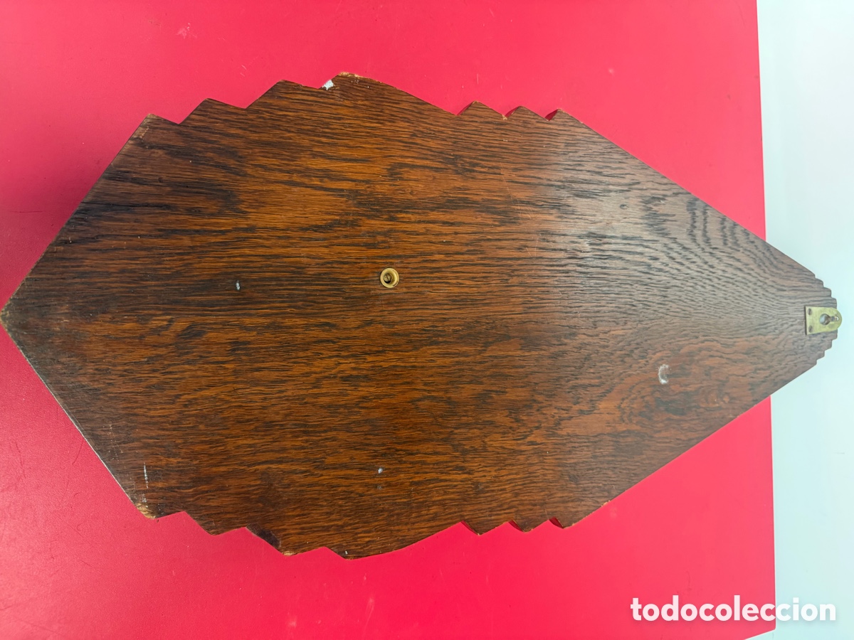 Antig&uuml;edades: Bar&oacute;metro y Term&oacute;metro Art D&eacute;co Roble - Foto 4